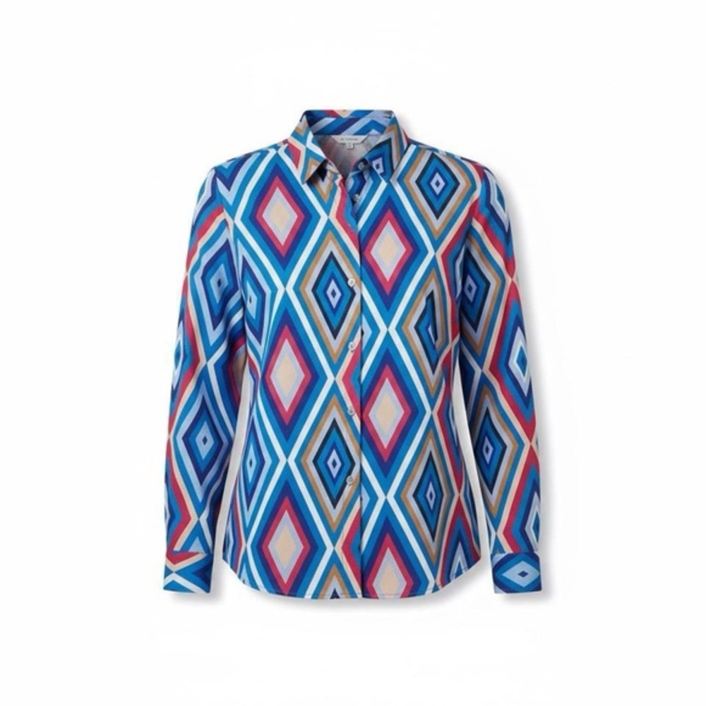Polo Bonetta Women’s Multicolor Geometric Print Blouse – Turkish Boutique Knit